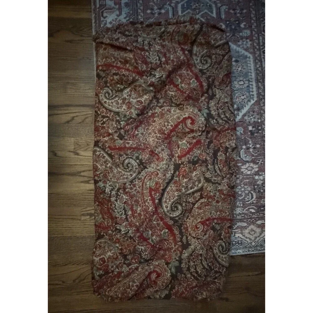 Pottery Barn Duvet Cover Bedding Carrie Paisley Brown Red Linen Full / Queen HTF